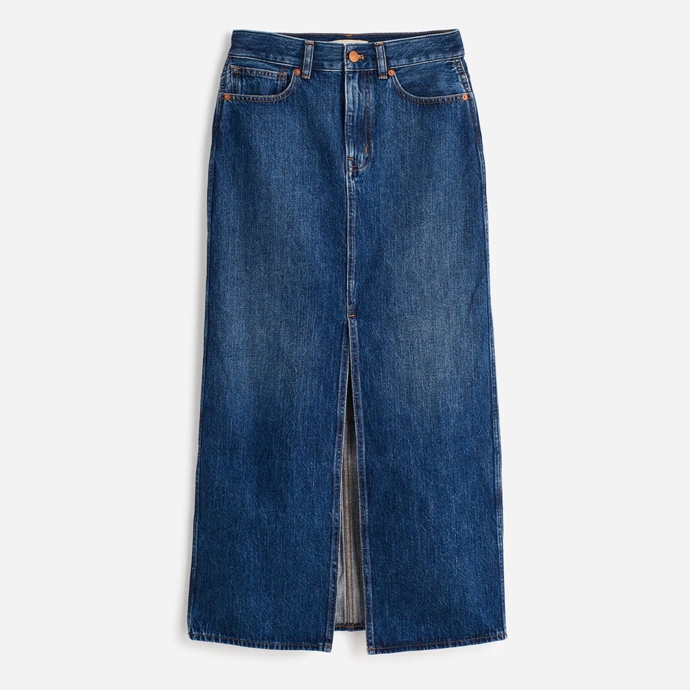 Madewell Denim Front-Slit Midi Skirt in Kincord Wash